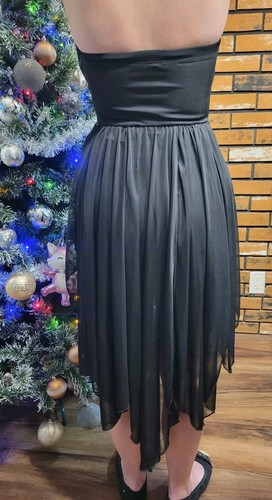 My Michelle schwarz Größe 1 Hi Lo Korkenzieher Kleid Pailletten trägerlos Heimkehr HOCO - Bild 5 von 13