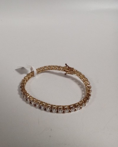 Brillante Gold Toned Tennis Bracelet 6.75" - B31 - Picture 3 of 6