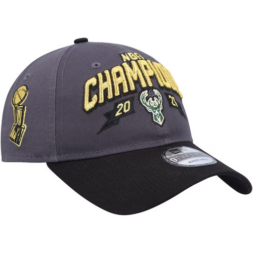 Milwaukee Bucks 2021 NBA Champions 9FIFTY Snapback Hat Cap Gray Black New Era - Picture 3 of 4