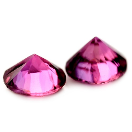 Certified Natural 0.88ct Hot Pink Sapphire 4.5mm Brilliant Round Matching Pair - Picture 2 of 2