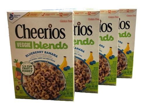 4 Packungen Cheerios VEGGIE MISCHUNGEN HEIDELBEERE BANANE 10,6 Unzen 04/25+ General Mills - Bild 1 von 4
