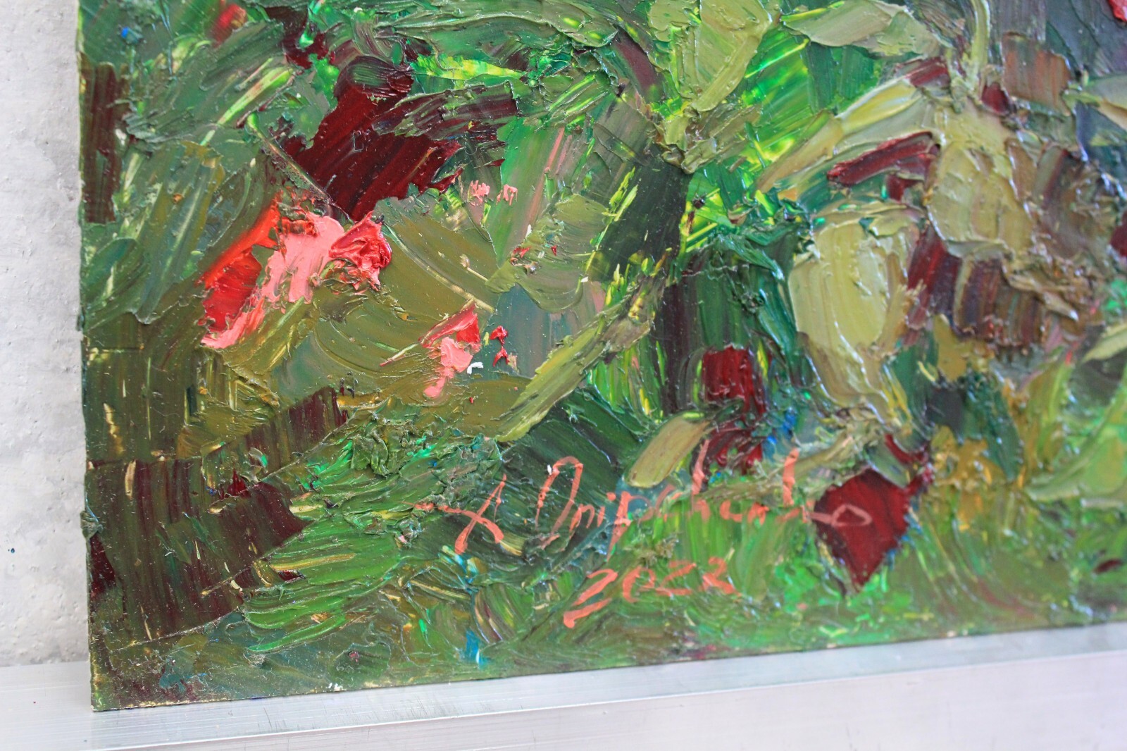 Red roses Original painting IMPRESSIONISM Oil on panel by A Onipchenko