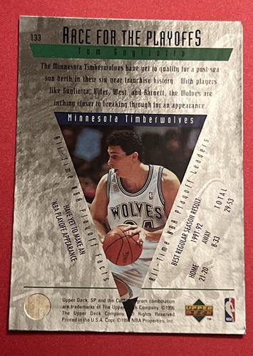 1995 SP Championship #133 TOM GUGLIOTTA Minnesota Timberwolves Basketball Card - Picture 2 of 2