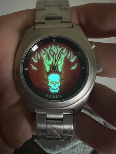 SUPER RARE Fossil Big Tic JR-8651 Glowing LCD Watch Skull Flames New Box + Tags - Picture 20 of 23