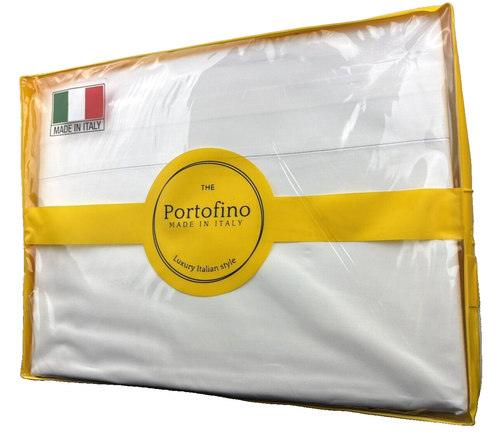 PORTOFINO QUEEN White Gray Sheet Set Made in Italy 200 TC Embroidered Gray - Picture 7 of 15