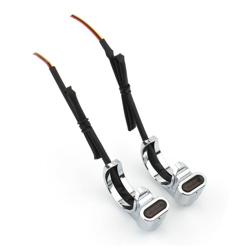 Black Orange LED Turn Signal Light Lamp For Harley Sportster Dyna 39-41mm - Imagen 3 de 16