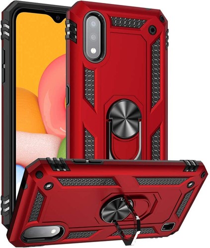 Samsung Galaxy A01 Case Premium Quality Kickstand TPU Red Defense Shockproof NEW - Picture 2 of 7