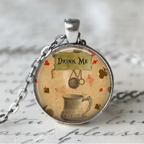 Mad Hatter Unbirthday Tea Party Wonderland Rabbit Pendant Necklace Free Gift Bag - Picture 20 of 32