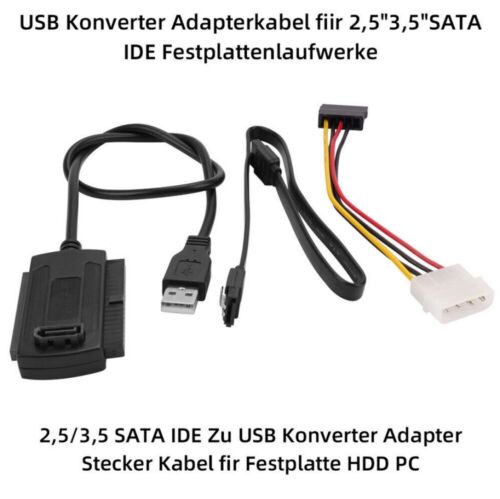 USB auf SATA + IDE Adapter für 2,5" & 3,5" HDD SSD Festplatten Festplatte - Bild 10 von 15