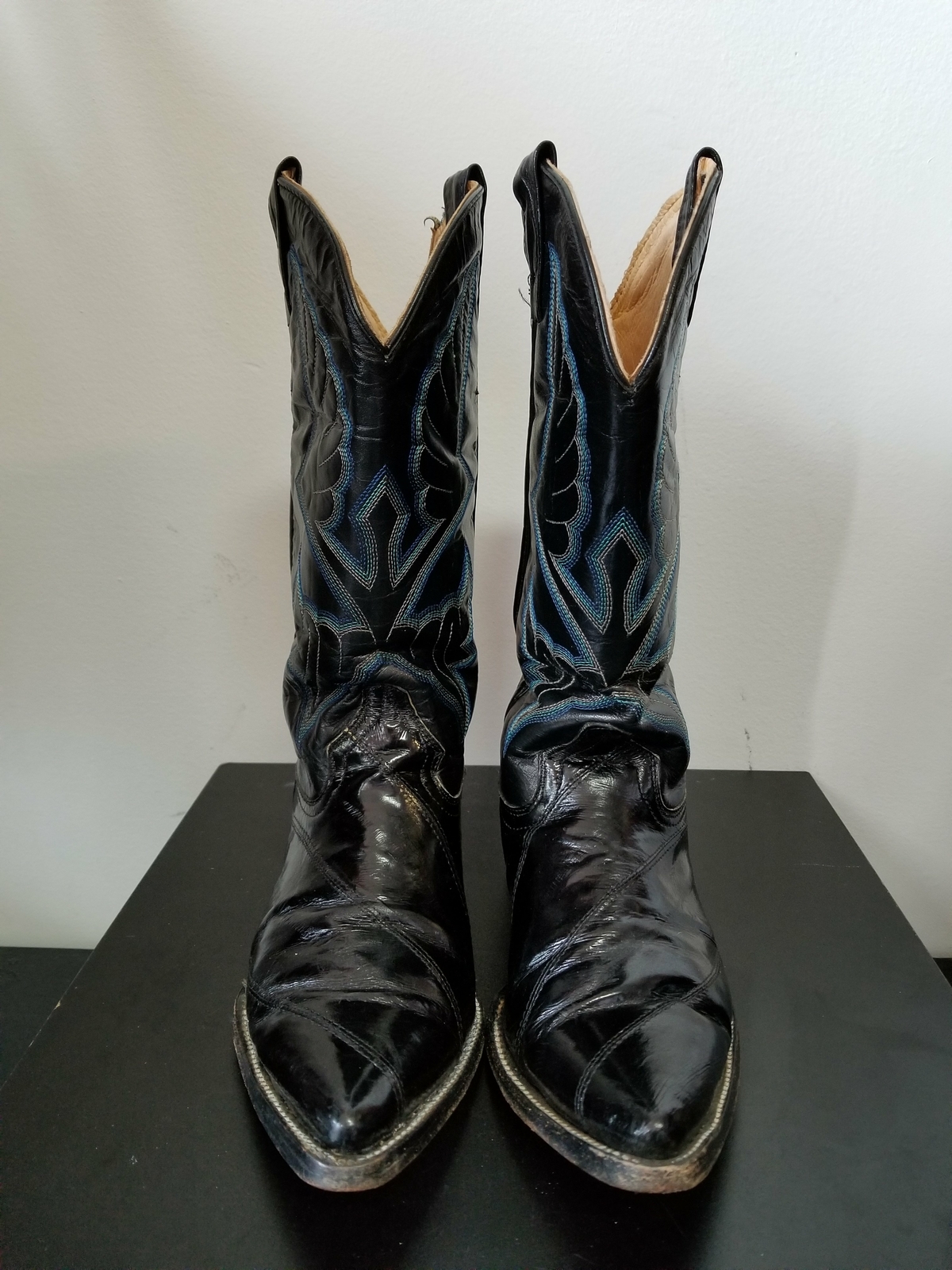 Mujeres Azul eel Skin botas De Vaquero Mujeres Azul eel Skin botas De Vaquero