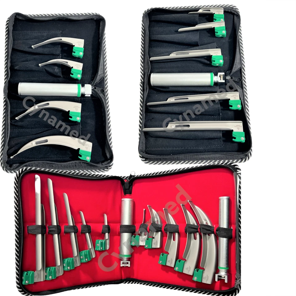 CONJUNTO LARINGOSCÓPIO DE FIBRA ÓPTICA PREMIUM MAC + MILLER - Kit de intubação de anestesia EMT - Imagem 4 de 4