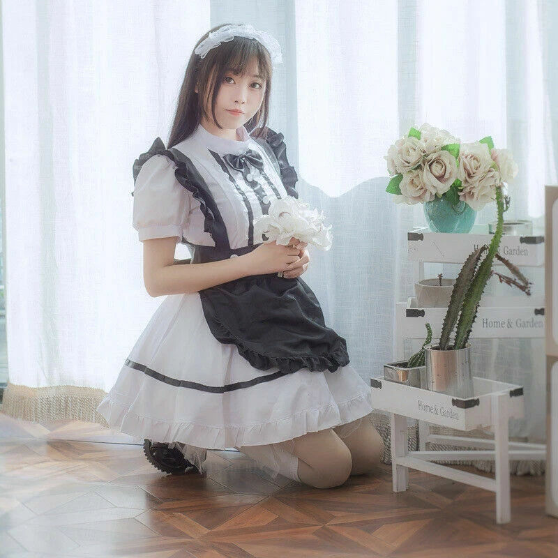 Women Maid Dress Lolita Anime Cosplay Costume Japanese Uniform Waitress Cute New - Image 3 of 4