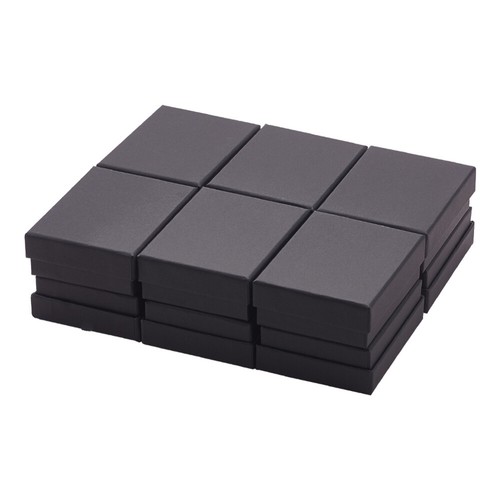 Juego de 12 piezas de joyería de cartón para anillo collar cajas de regalo rectángulo negro/bronceado - Imagen 2 de 14