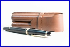 WW II or Post War Chocolate Brown GUMMI Case for Two Pens, Size 4