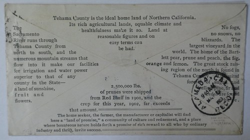 1903 Tehama County California Bartlett Pear Railroad Logging RPO Alameda Cover - Picture 2 of 2