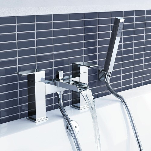 Waterfall Bathroom Taps Chrome Basin Mixer Bath Filler Shower Deck Tap Sets - Picture 10 of 33