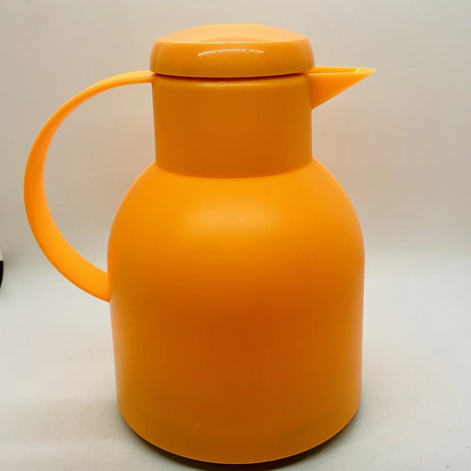 EMSA Samba 1 L Vacuum Quick Press Coffee Tea Jug Flask Germany Fluro Orange - Image 4 of 4
