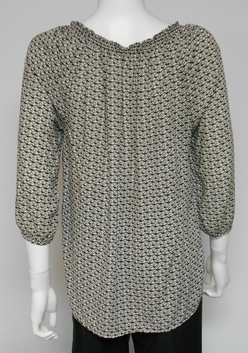 DAISY FUENTES SCHWARZ & CREME GEOMETRISCHER DRUCK DAMEN BLUSE GRÖSSE MEDIUM - A5/8 - Bild 2 von 3