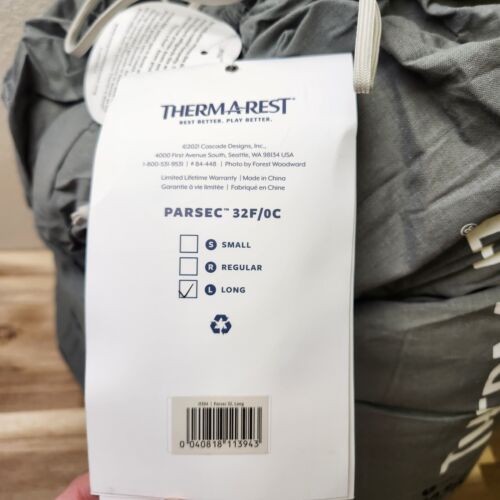 Therm-A-Rest Parsec 32F/0C Ultralight Down Mummy Sleeping Bag, Long, NEW - Picture 6 of 14