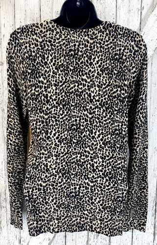 August Silk Cardigan Sweater Animal Print Button Front Womens Small Leopard - Picture 3 of 6