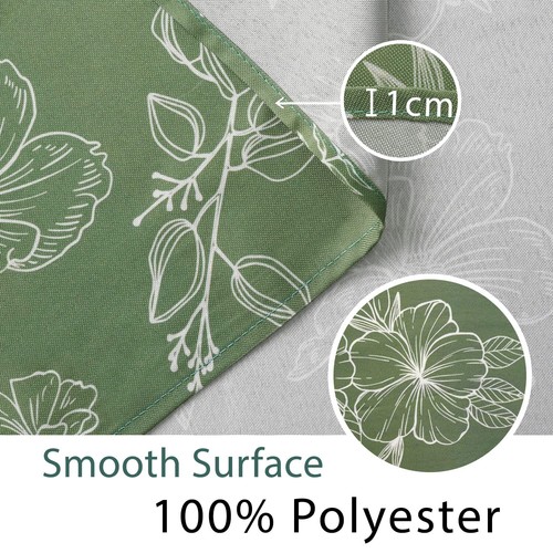 Sage Green Oval Tablecloth 60 x 84 Inches Leaves Flower Summer Autumn Tablecloth - Picture 3 of 7
