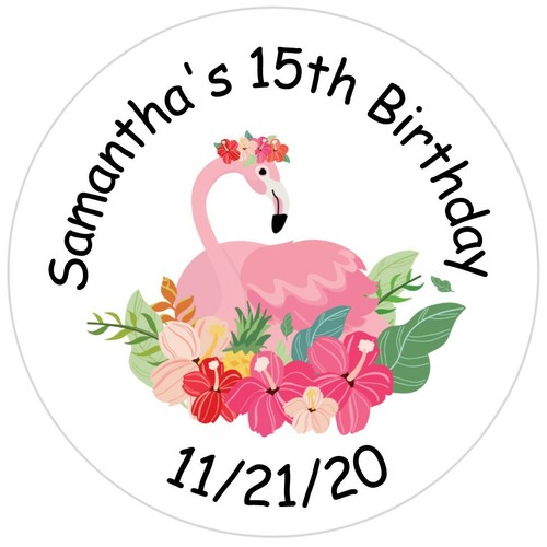 108 Flamingo Party Favors - Birthday Retirement Anniversary Hershey Kiss Labels - Picture 13 of 23