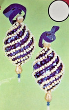 Walco SPIRAL SWIRLS Blue Christmas Vtg Sequin Bead Vtg Ornament KIT 3458 Makes 2