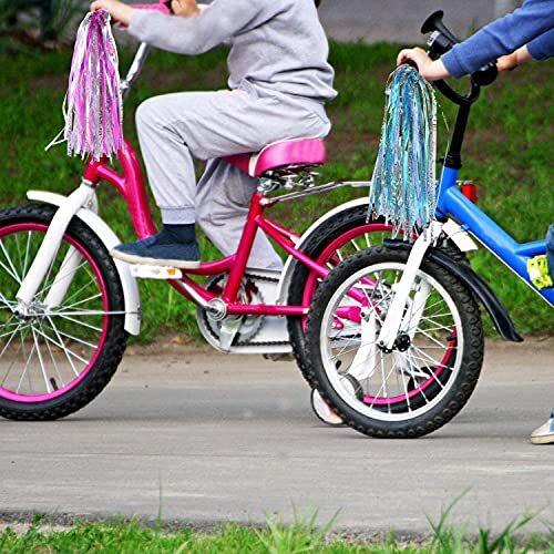 Girls Bike Decorations Accessories Kit,Kids Bike Basket Hand Woven Bicycle pink - Bild 5 von 7