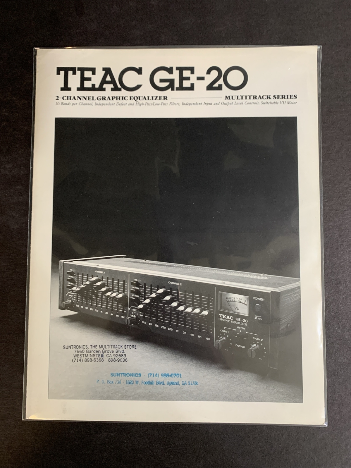 TEAC GE-20 Graphic Equalizer Original • Sales Brochure • Info Specs #ROC-28