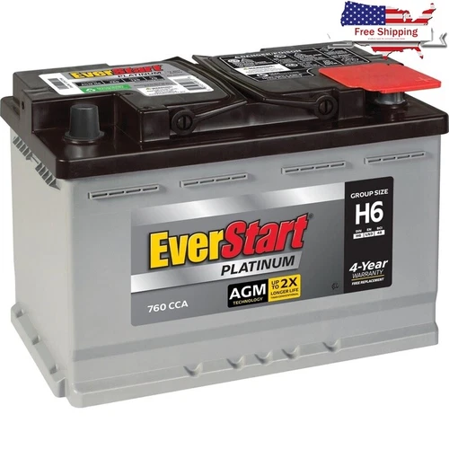 Platinum AGM Automotive Battery H6 760 CCA Top Post Sealed Lead Acid 12V Motor 