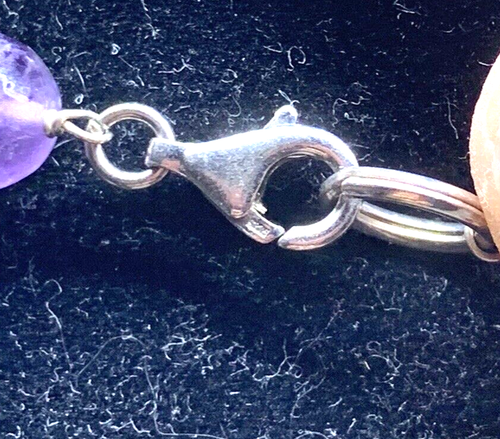 COLLANA AMETISTA E ARGENTO LUNGA CM 50 CON PIETRE DI VARI TAGLI E TONALITA' - Foto 5 di 10