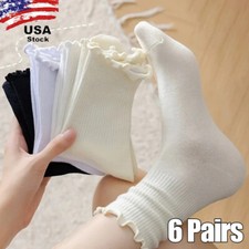 6  Women Girls Ankle Fancy Retro Cotton Ruffle Frilly Loose Fashion Short Socks
