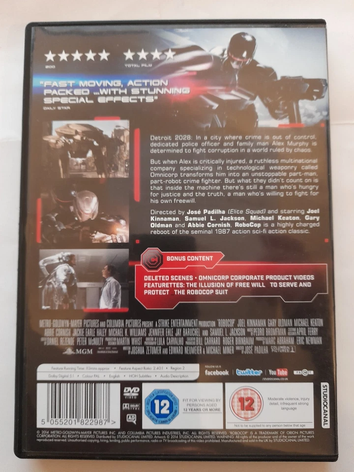 Robocop (DVD, 2014 Remake)- Complete (case+dvd)- Special Features/Deleted Scenes - Image 2 of 4