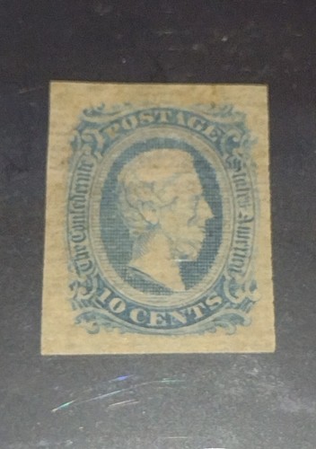 Confederate CSA # 12 10c blue and green Jefferson Davis Stamps Issue 1863-64 - Picture 3 of 8