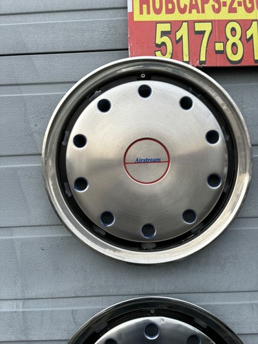 15” Airstream Hubcaps Stainless set 4 used with Vynal Emblems Retro 1959-74 Rare - Picture 2 of 11