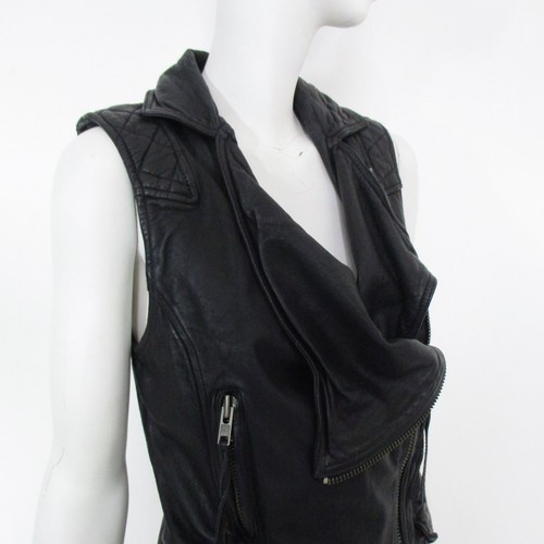 ATEMBERAUBENDE ALL SAINTS STANTON DAMEN LEDER BIKER WESTE 8 SCHWARZ VINTAGE - Bild 2 von 12