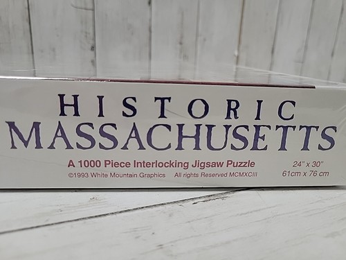 Vintage Historic Massachusetts State Map Boston 1000 Piece Jigsaw Puzzle U.S.A - Picture 3 of 8