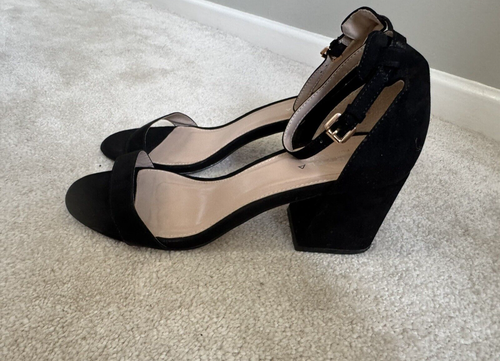 CARVELLA KURT GEIGER BALCK FAUX SUEDE STRAPPY BLOCK HEELED SANDALS SIZE 40/7 - Picture 2 of 7
