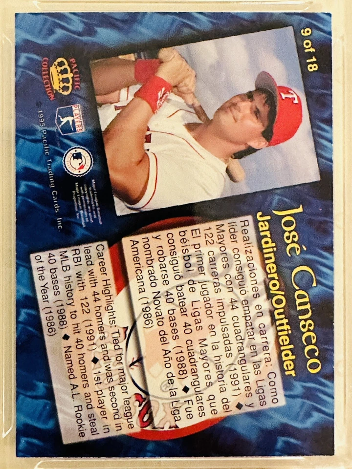 Tarjeta Pacific Collection National Packtime 1995 9 de 18 JOSE CANSECO Foto 2 de 4