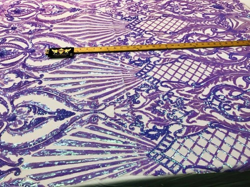 !NEW! DAMASK SEQUIN DESIGN ON A 4 WAY STRETCH MESH-DRESSES-PROM-SOLD BY THE YARD - Picture 110 of 144