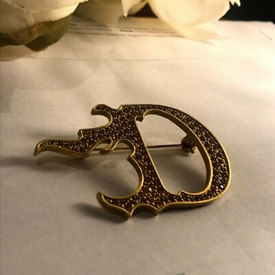 Authentic Christian Dior FLAME brooch John Galliano Gold amber