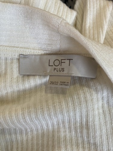 Loft Size 20/22 Plus White Sweater Cardigan - Picture 8 of 8