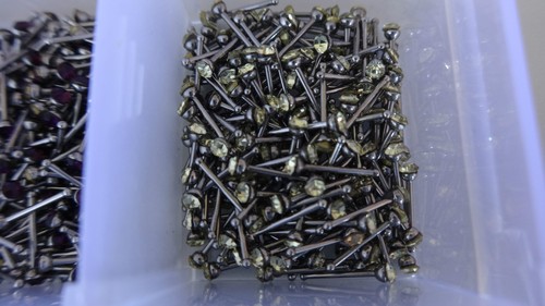 3er Set Colore Desiderato / Mix Cristallo Naso Spina Acciaio ~ 2x8 x0,8mm Spilli - Foto 6 di 16