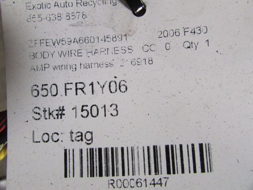 Ferrari F430, Amplifer Wiring Harness, Connection Cables, Used P/N 216918 - Picture 5 of 6