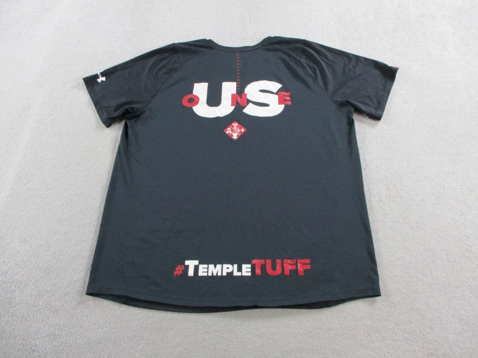 Temple Owls Shirt Mens 2XL XXL Black Fitted Under Armour Team Player Issued Gym - Image 3 of 4