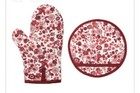 Juliska Field of Flowers Ruby Oven Mitt and Potholder Set of 2, NWT
