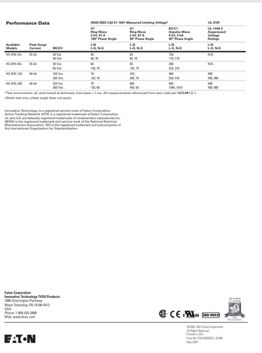 HS-DIN-120 HSDIN120  Rail Mounted Surge Protector -(Eaton ITCF12010-DIN) - Picture 6 of 9