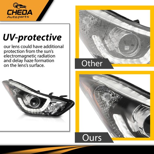 Fit For Hyundai Elantra 2014-2016 DRL Led Projector Clear Lens LH+RH Headlights - Picture 6 of 12