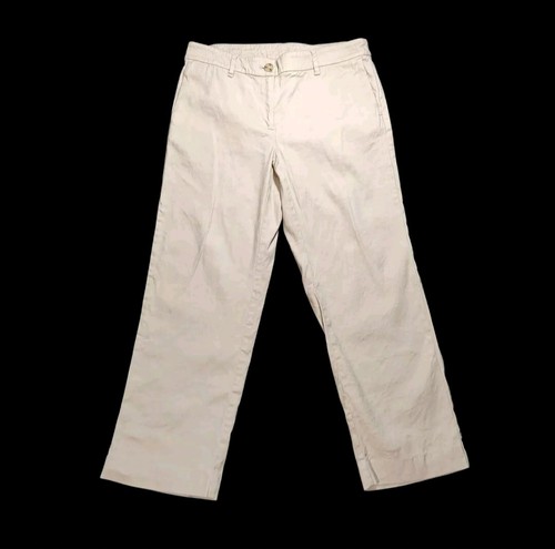 J Jill 24" Khaki Linen Stretch Straight Leg Crop Chino Pants Women Size 4/28