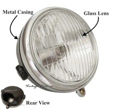 HONDA CL50 CL70 SL70 XL70 CT70 *BLACK* CASE + HEAD LIGHT LAMP *GLASS LENS* 6V